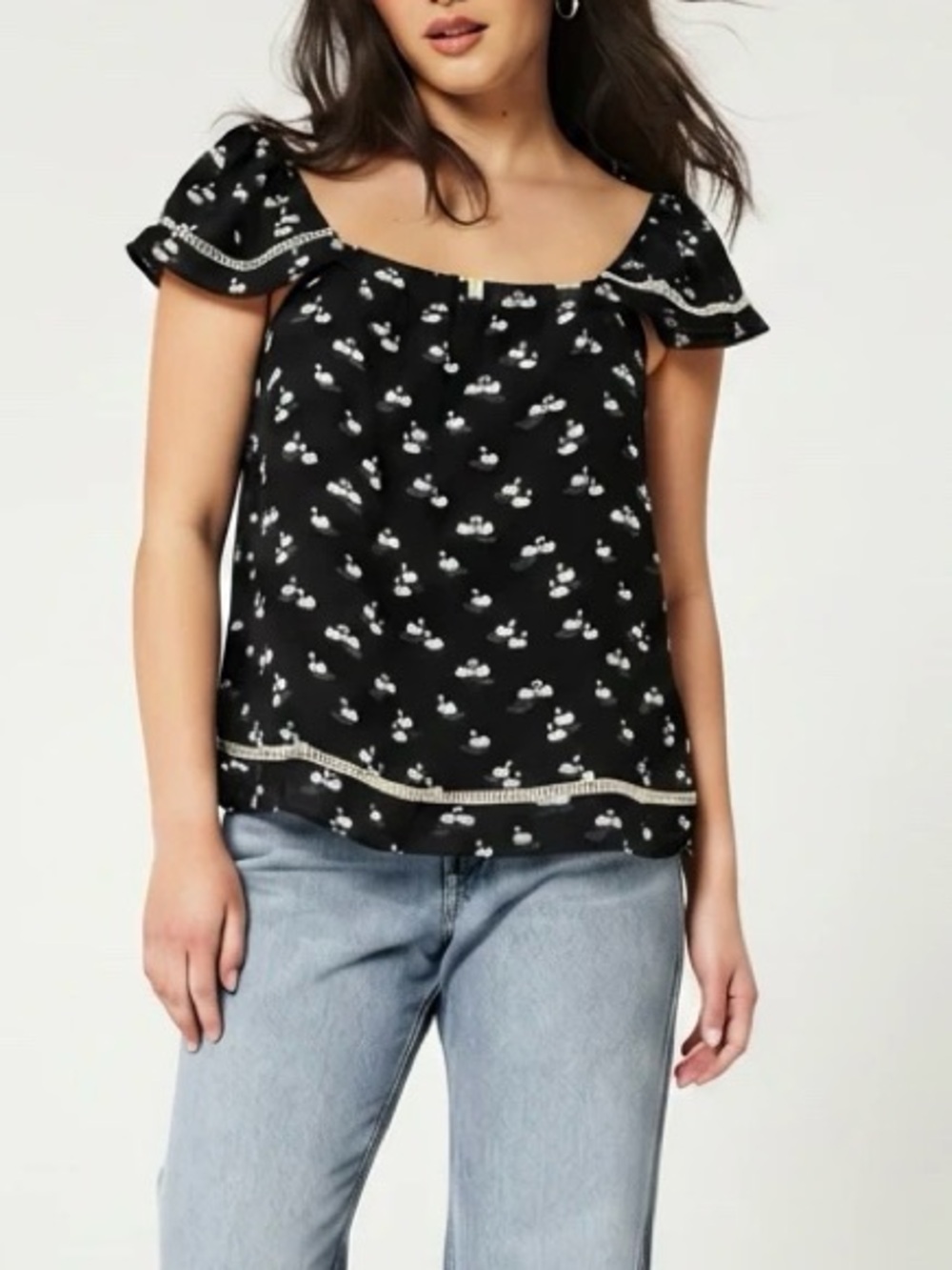 Lily White Black & White Swan Top
